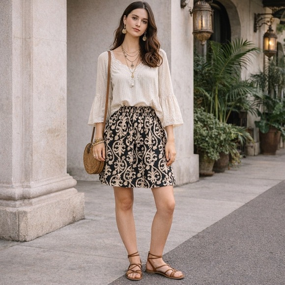 Paper Crane Women's High Waisted Chic Simple Casual Style A-Line Skirt Size M - Picture 10 of 10